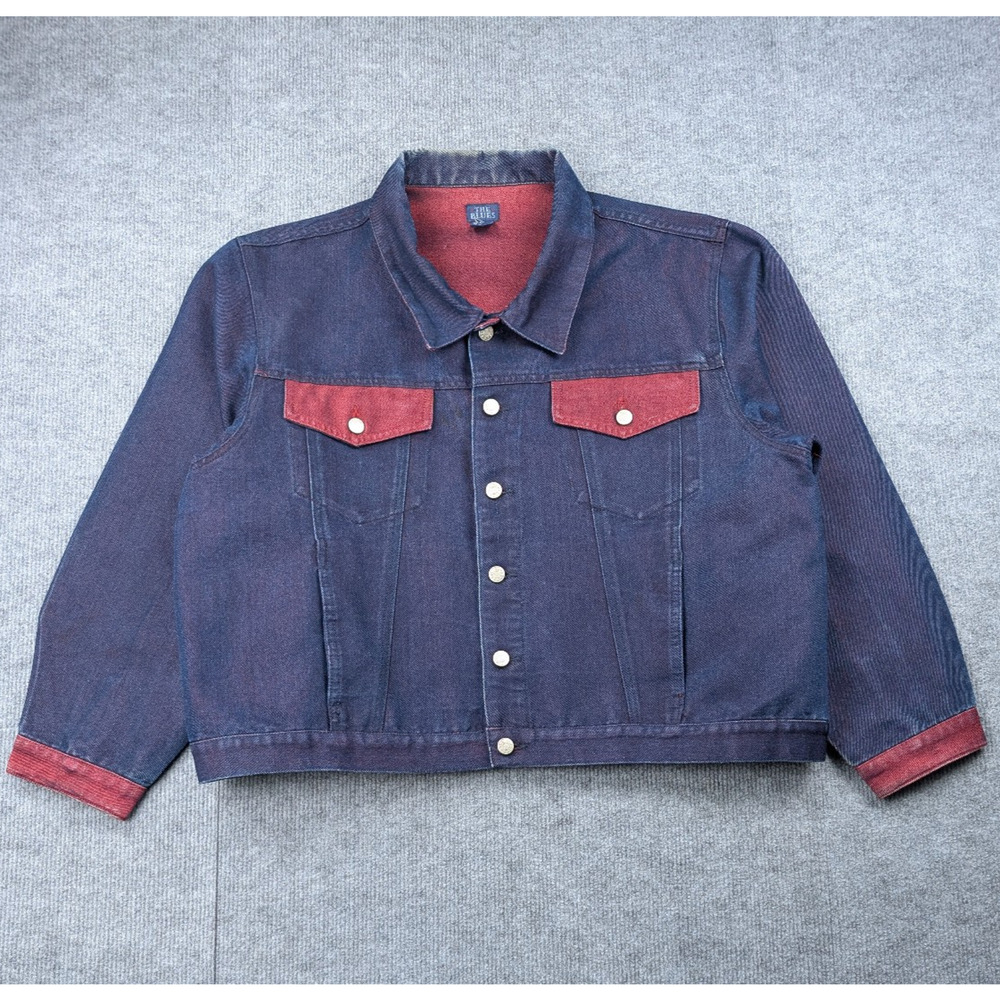 Vintage The Blues Denim Jacket Womens 3X Two Tone 90s Trucker Western Festival